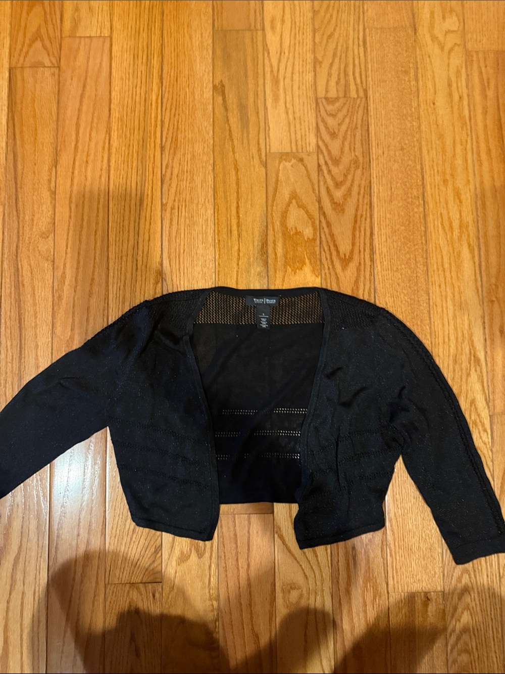 White House Black Market Black Cropped Open-Front Shrug